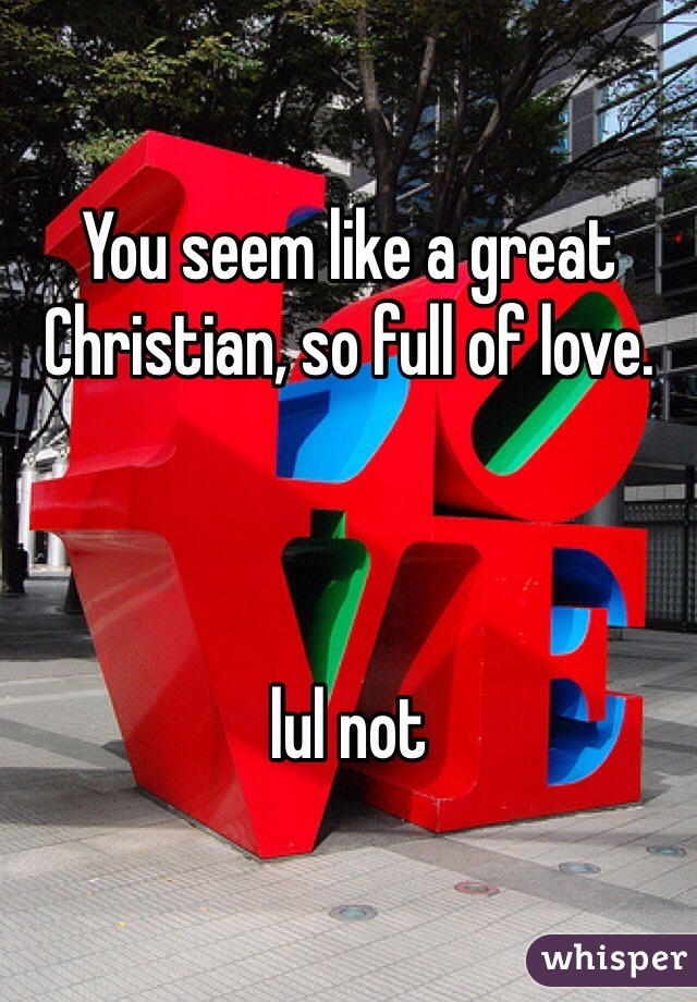 You seem like a great Christian, so full of love. 



lul not