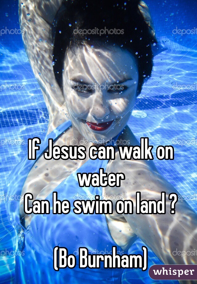 If Jesus can walk on water
Can he swim on land ?

(Bo Burnham)