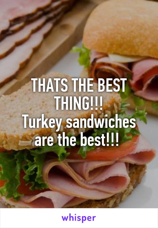 THATS THE BEST THING!!!
Turkey sandwiches are the best!!! 