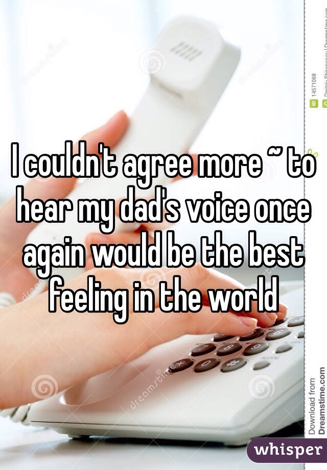 I couldn't agree more ~ to hear my dad's voice once again would be the best feeling in the world