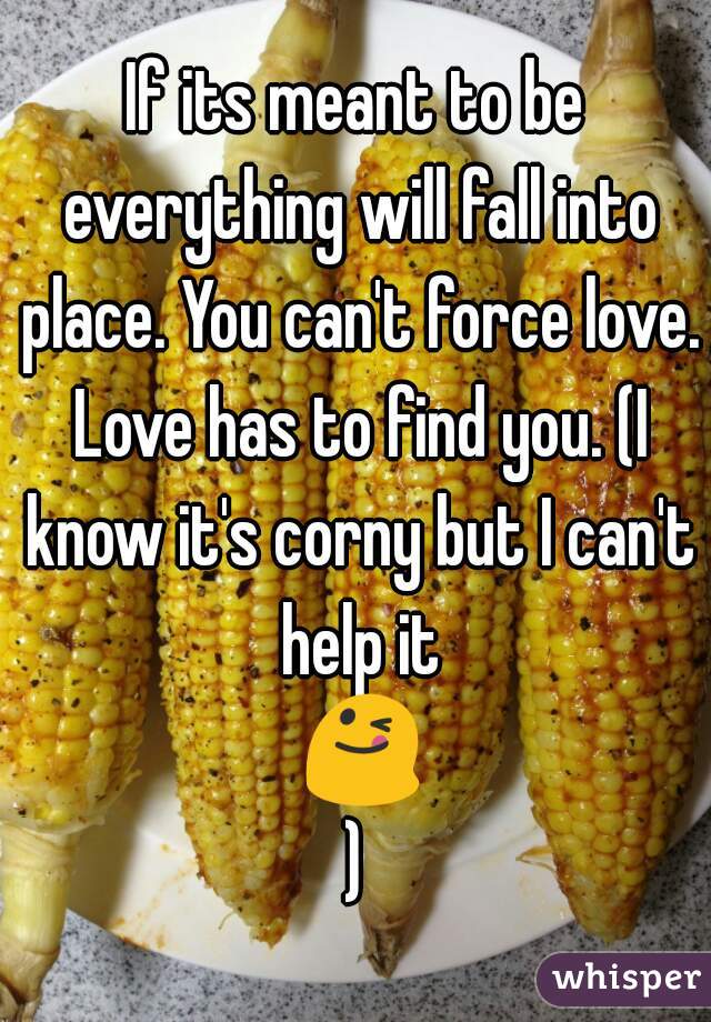 If its meant to be everything will fall into place. You can't force love. Love has to find you. (I know it's corny but I can't help it 😋)