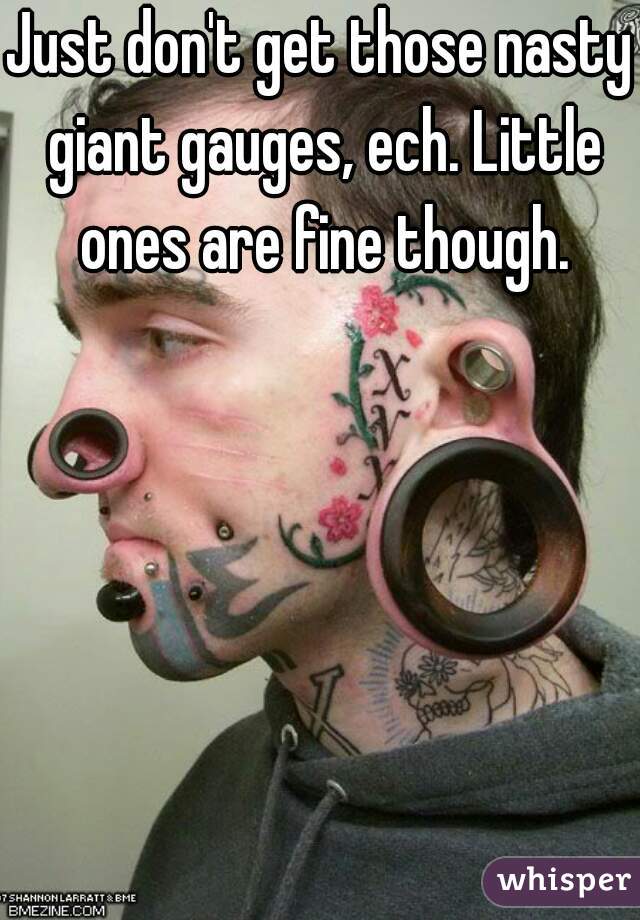 Just don't get those nasty giant gauges, ech. Little ones are fine though.