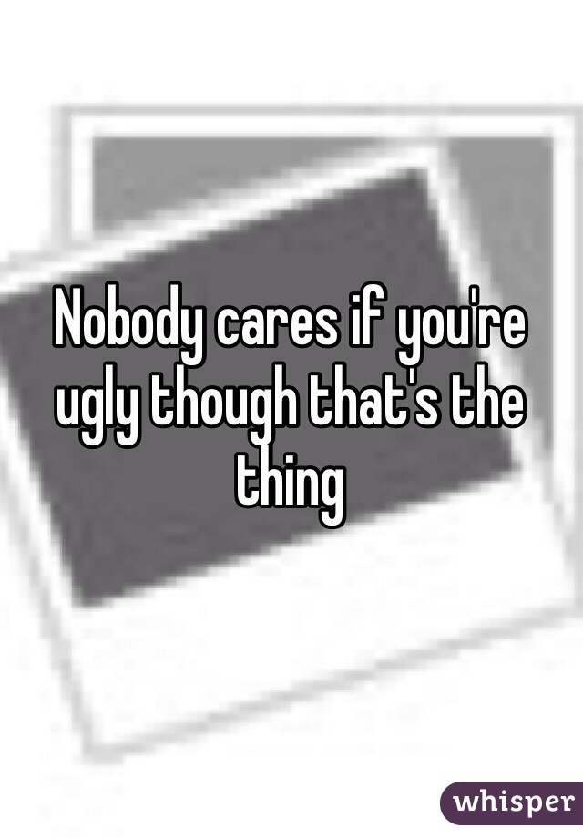 Nobody cares if you're ugly though that's the thing 