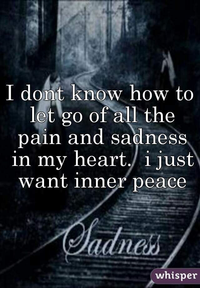 I dont know how to let go of all the pain and sadness in my heart.  i just want inner peace