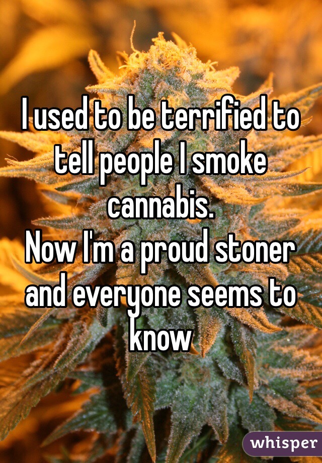 I used to be terrified to tell people I smoke cannabis. 
Now I'm a proud stoner and everyone seems to know 