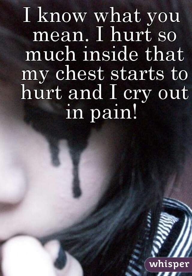 I know what you mean. I hurt so much inside that my chest starts to hurt and I cry out in pain! 