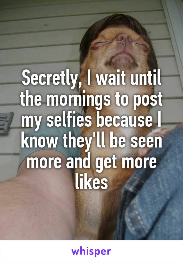 Secretly, I wait until the mornings to post my selfies because I know they'll be seen more and get more likes