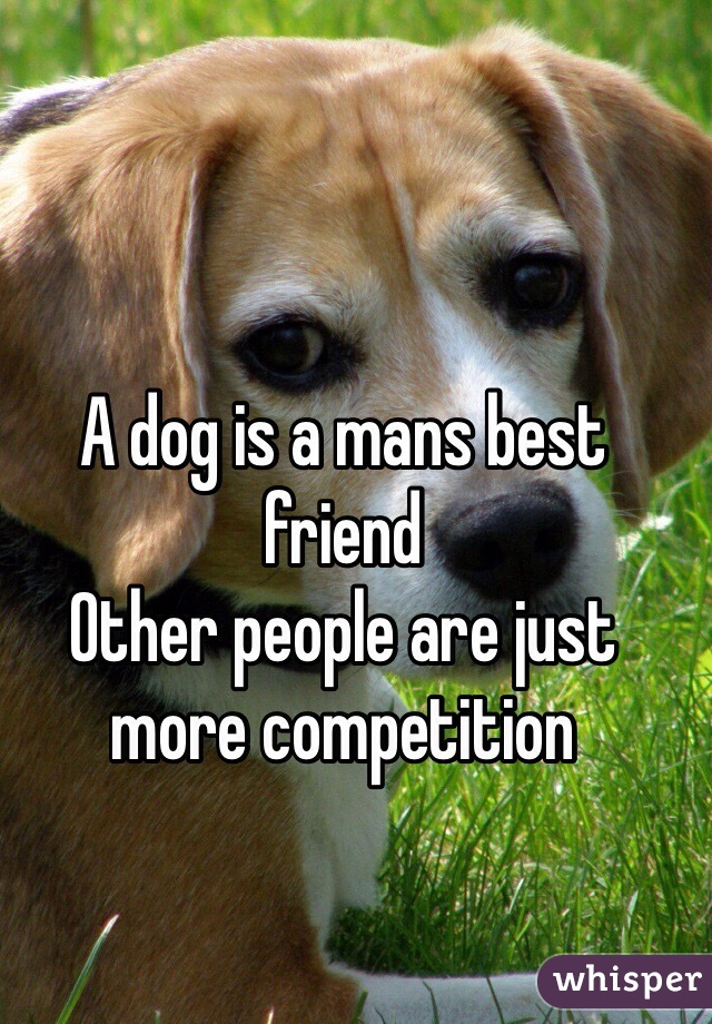 A dog is a mans best friend
Other people are just more competition