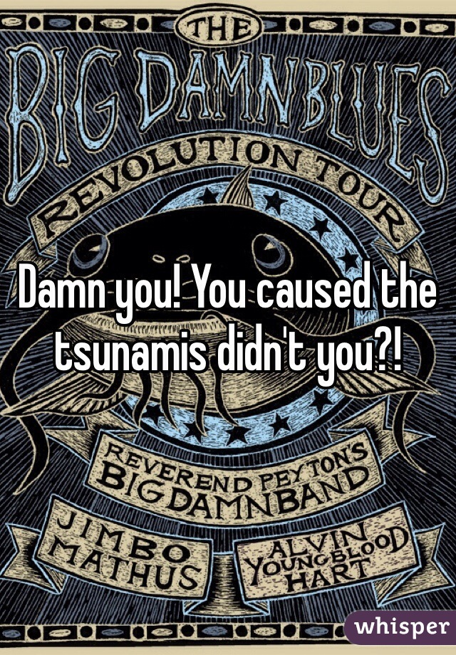 Damn you! You caused the tsunamis didn't you?!