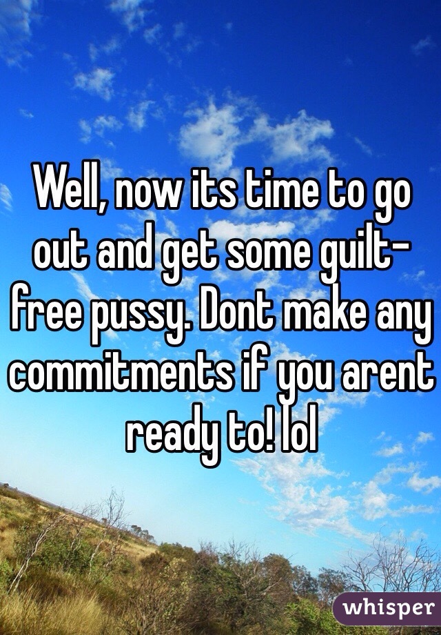 Well, now its time to go out and get some guilt-free pussy. Dont make any commitments if you arent ready to! lol