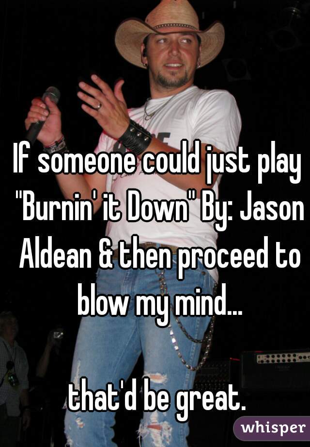 If someone could just play "Burnin' it Down" By: Jason Aldean & then proceed to blow my mind...

that'd be great.