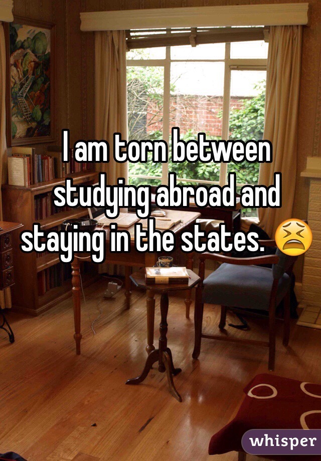 I am torn between studying abroad and staying in the states. 😫