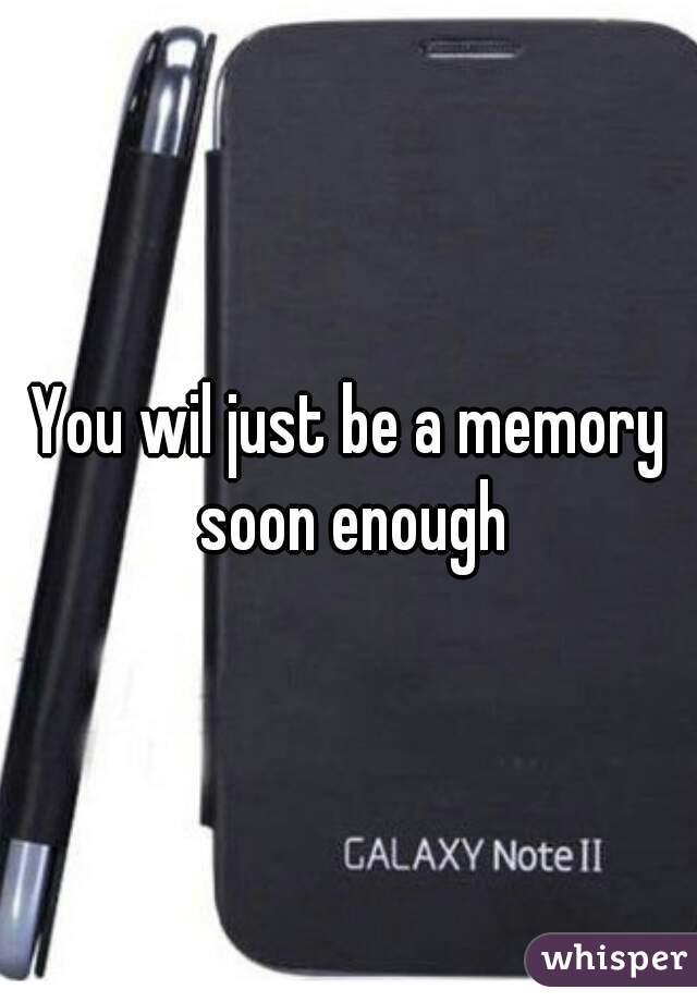 You wil just be a memory soon enough