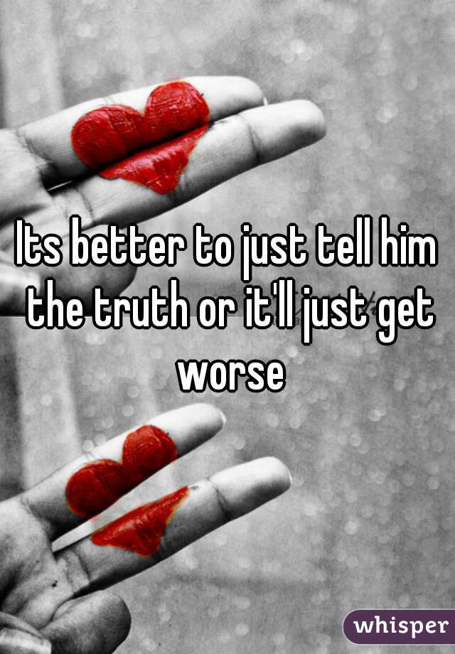 Its better to just tell him the truth or it'll just get worse
