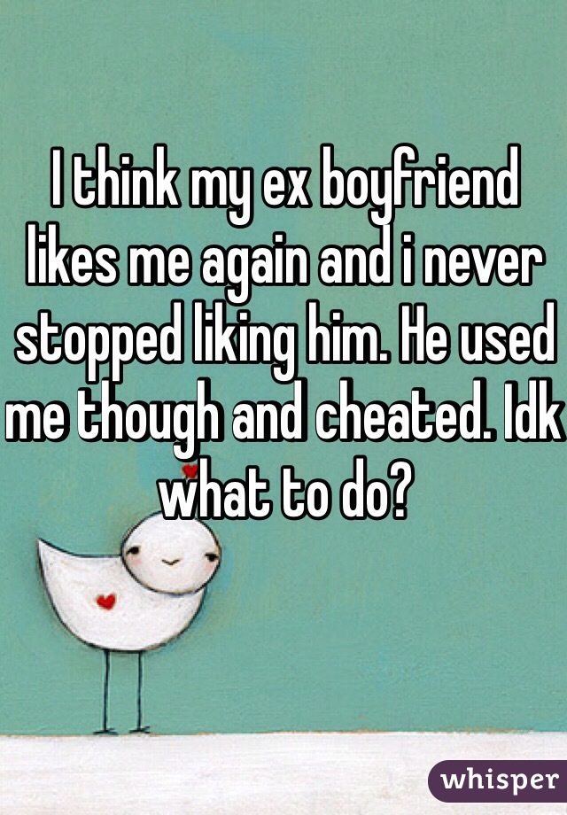 I think my ex boyfriend likes me again and i never stopped liking him. He used me though and cheated. Idk what to do? 