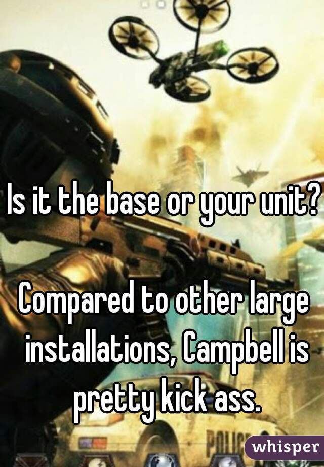 Is it the base or your unit?

Compared to other large installations, Campbell is pretty kick ass.