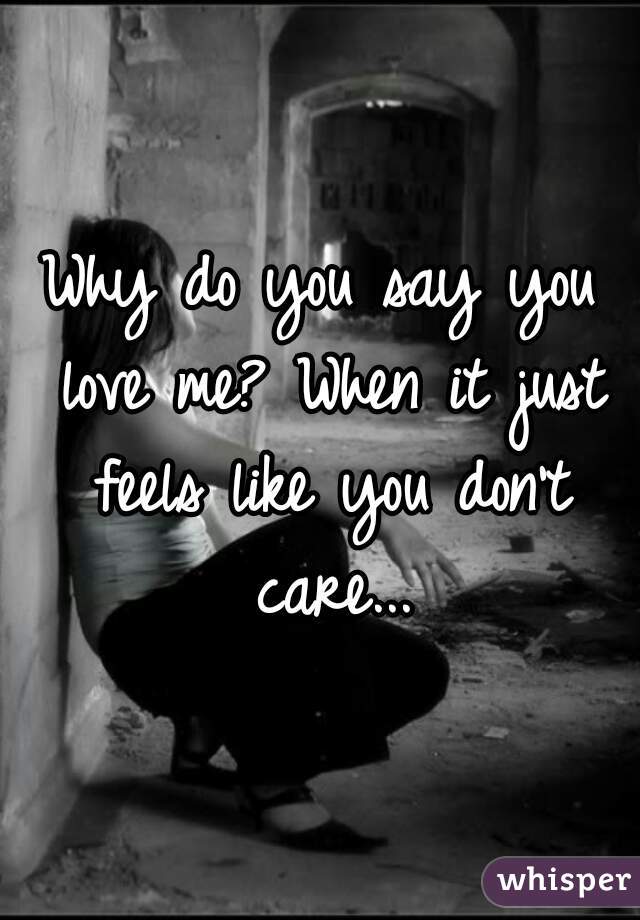 Why do you say you love me? When it just feels like you don't care...