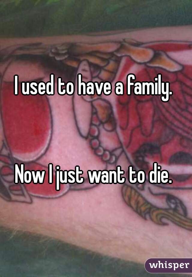 I used to have a family. 


Now I just want to die. 