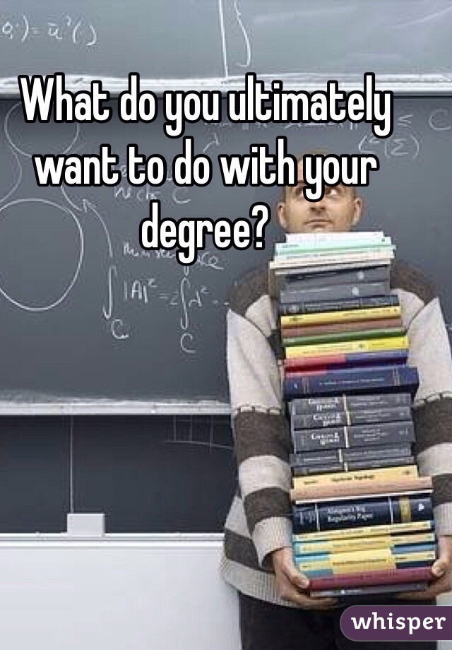 What do you ultimately want to do with your degree? 