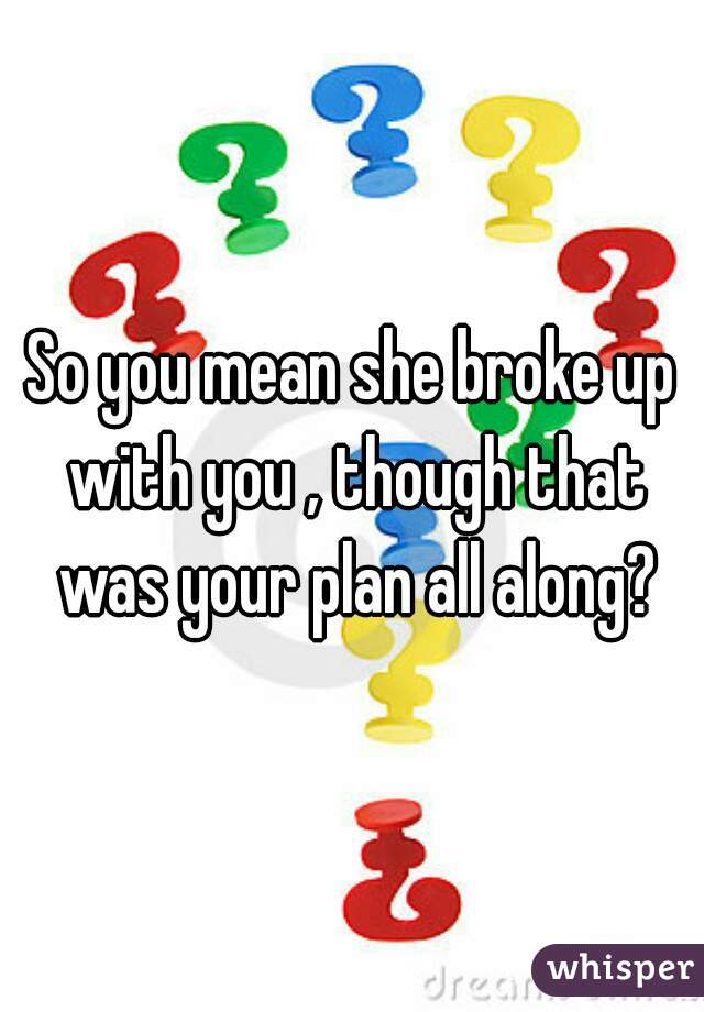 So you mean she broke up with you , though that was your plan all along?