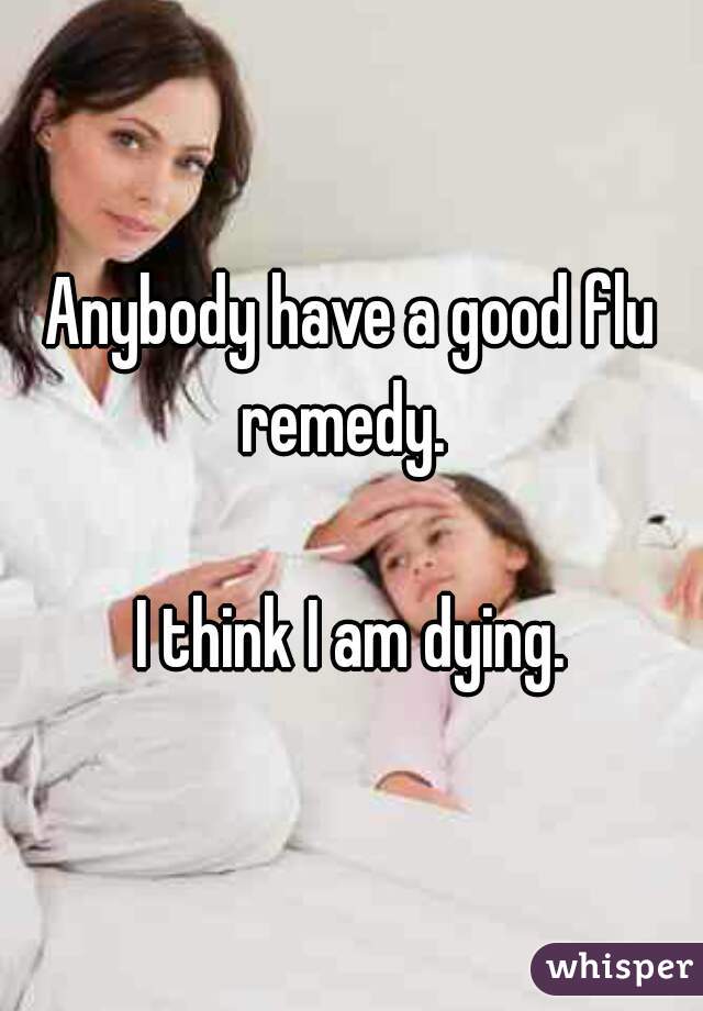 Anybody have a good flu remedy.  

I think I am dying.