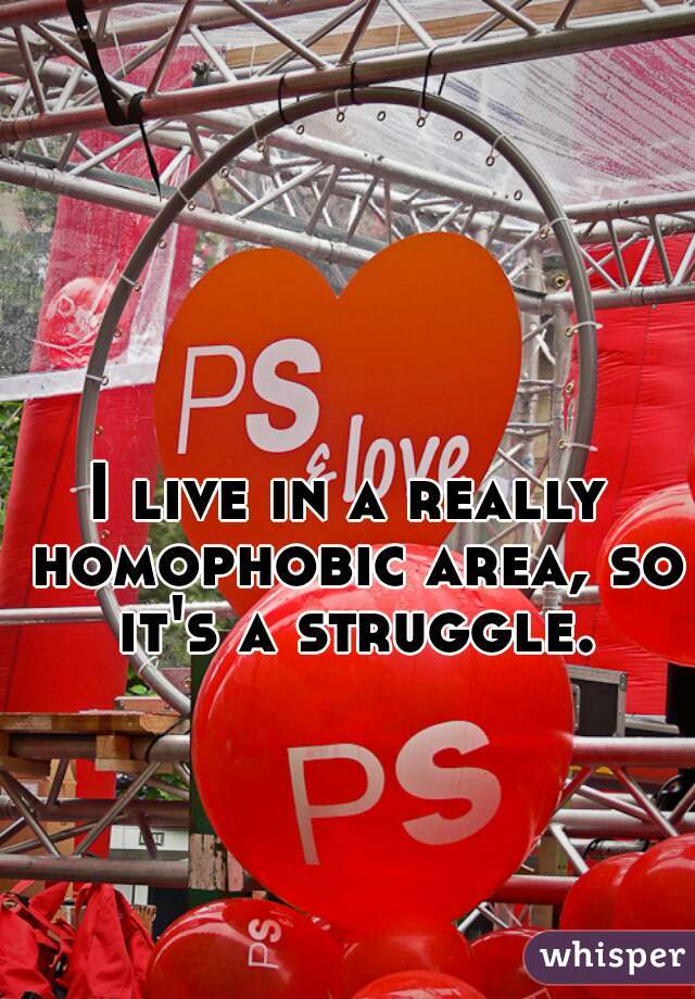 I live in a really homophobic area, so it's a struggle.