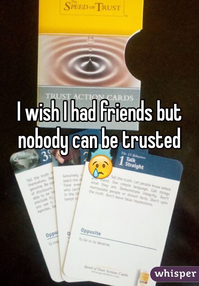 I wish I had friends but nobody can be trusted 😢