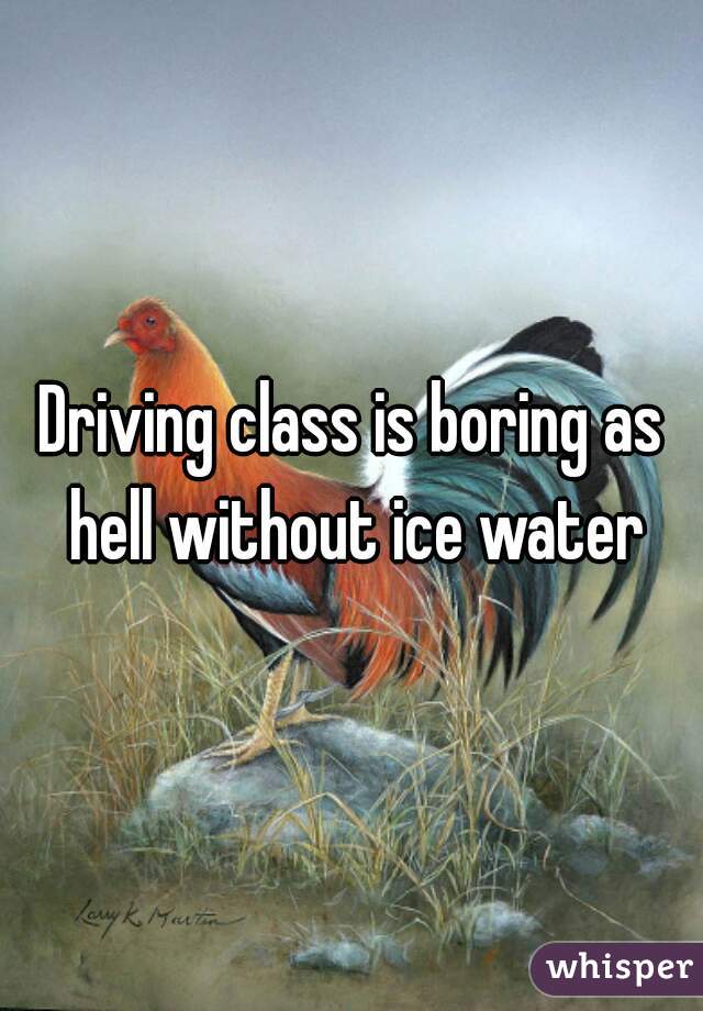 Driving class is boring as hell without ice water