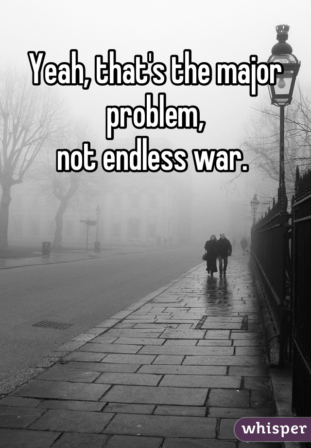 Yeah, that's the major problem,
not endless war. 