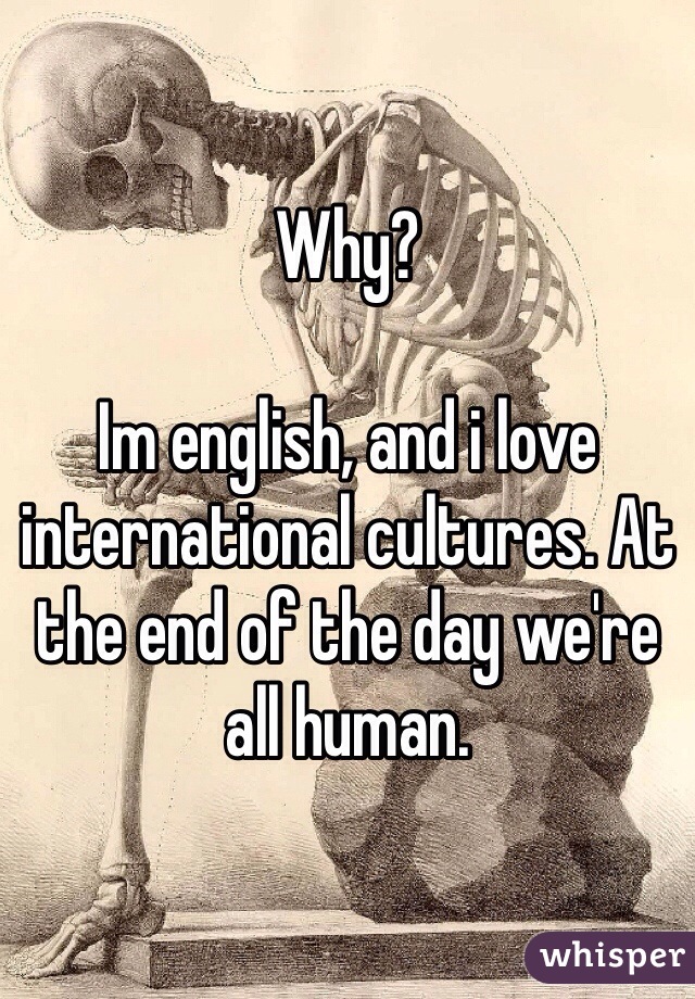 Why? 

Im english, and i love international cultures. At the end of the day we're all human.