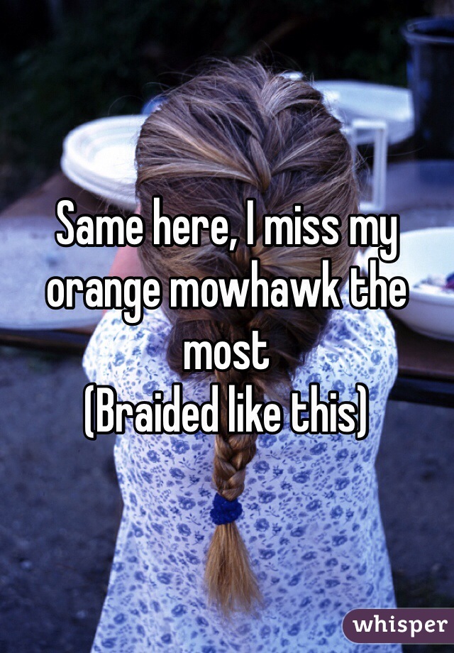 Same here, I miss my orange mowhawk the most 
(Braided like this)