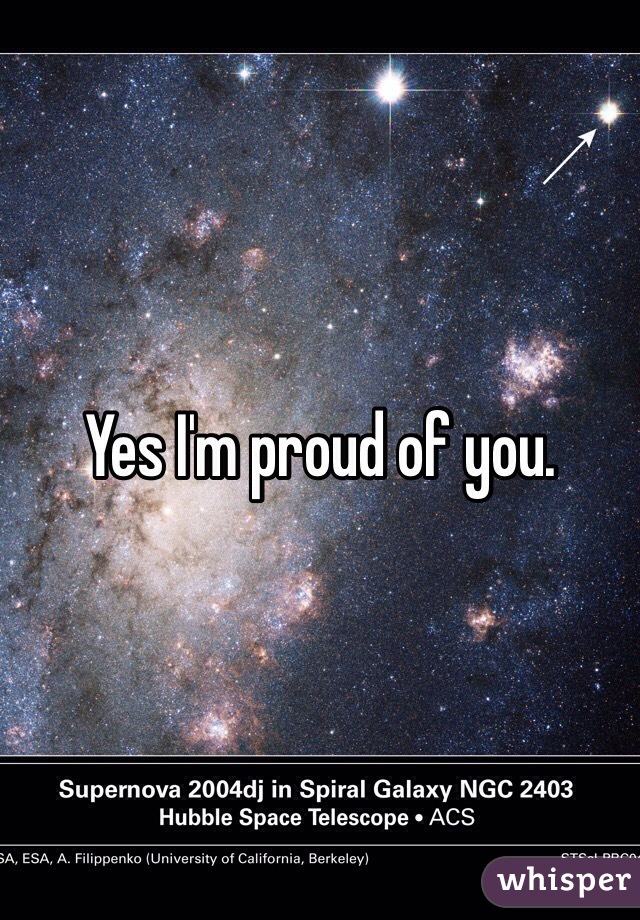 Yes I'm proud of you. 