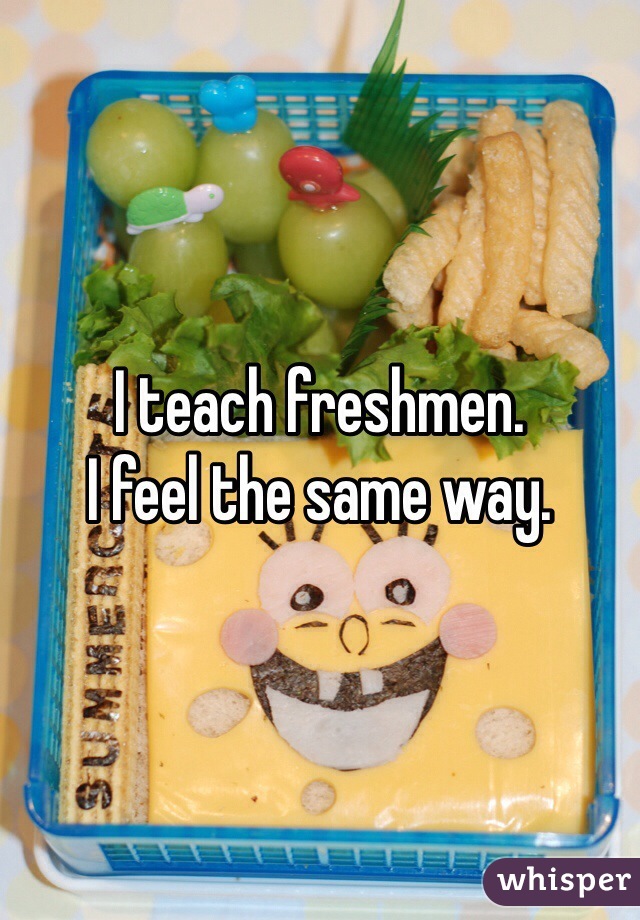I teach freshmen. 
I feel the same way. 