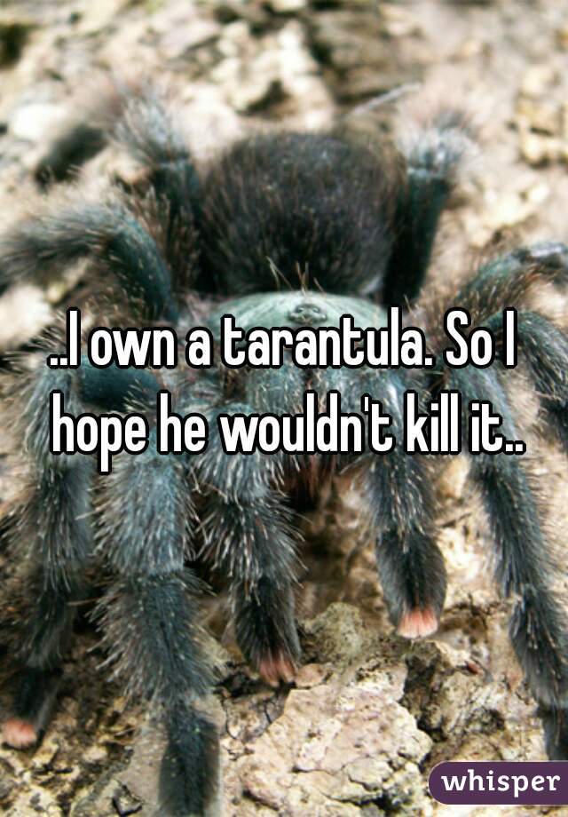 ..I own a tarantula. So I hope he wouldn't kill it..