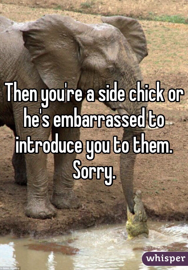 Then you're a side chick or he's embarrassed to introduce you to them. Sorry.