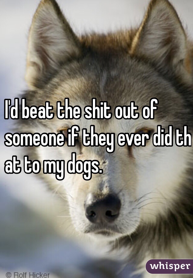 I'd beat the shit out of
 someone if they ever did th
at to my dogs. 