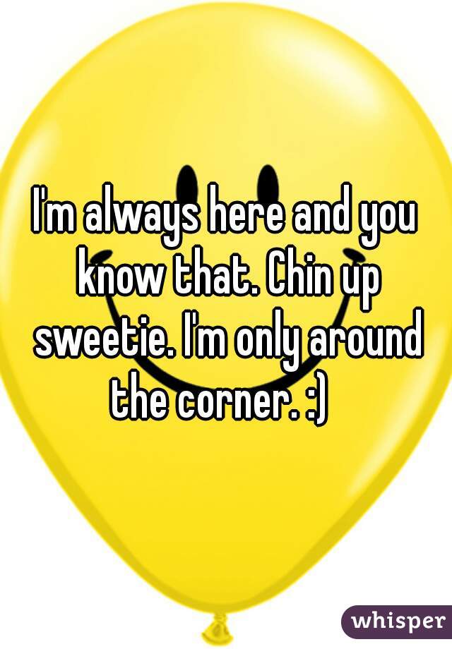 I'm always here and you know that. Chin up sweetie. I'm only around the corner. :)  