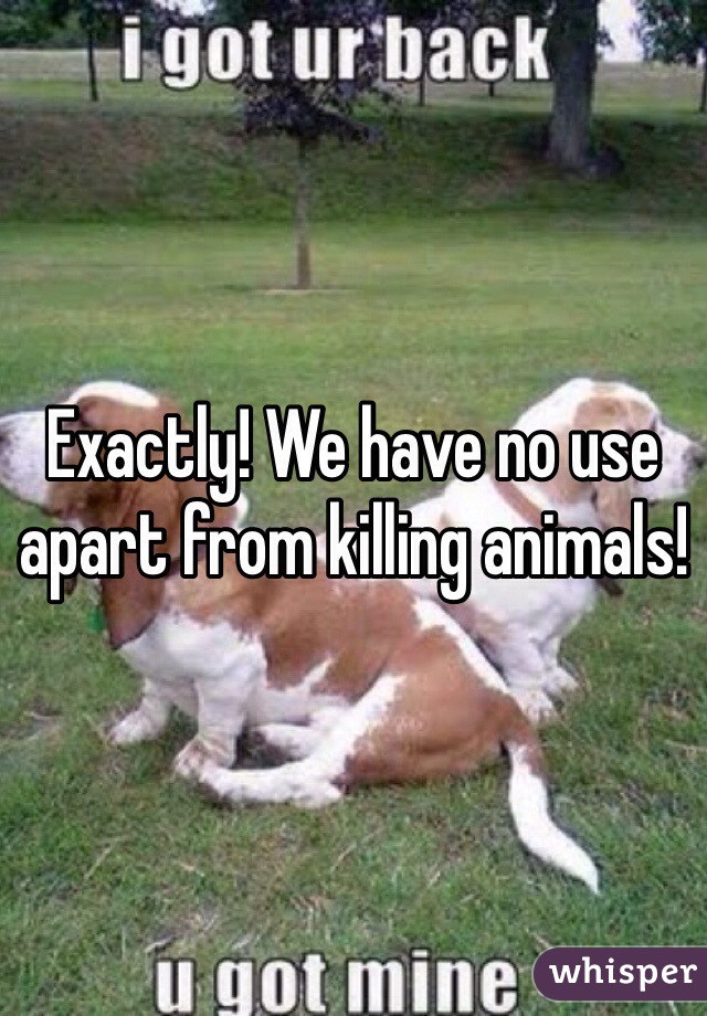 Exactly! We have no use apart from killing animals!