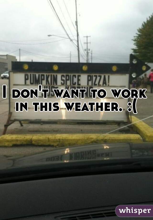 I don't want to work in this weather. :(