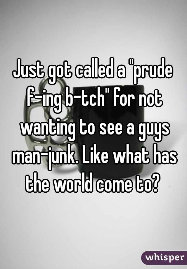 Just got called a "prude f-ing b-tch" for not wanting to see a guys man-junk. Like what has the world come to? 