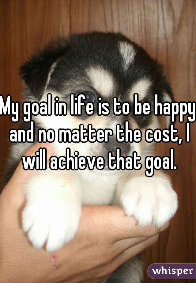My goal in life is to be happy and no matter the cost, I will achieve that goal.