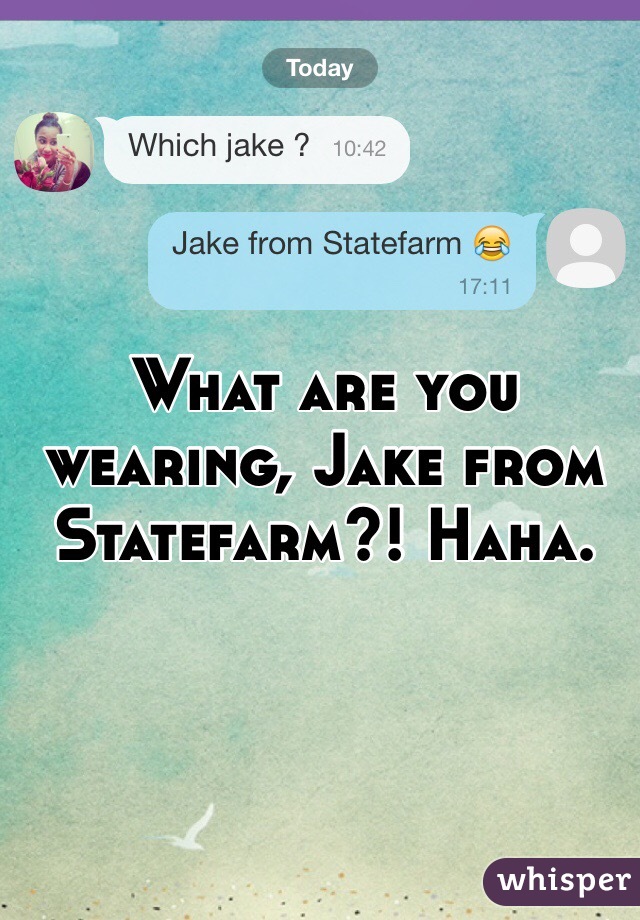 What are you wearing, Jake from Statefarm?! Haha. 