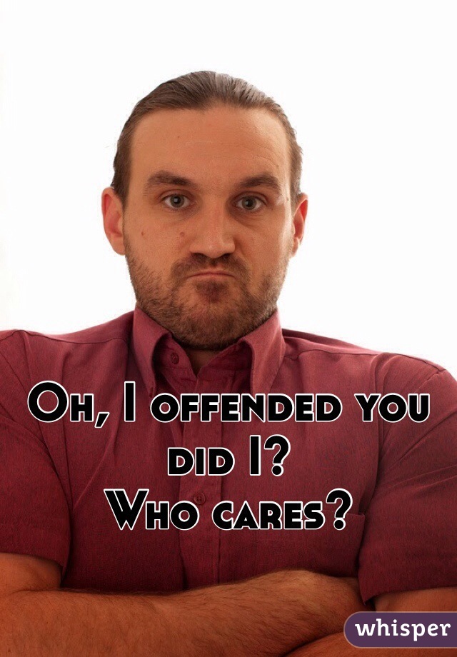 Oh, I offended you did I? 
Who cares?