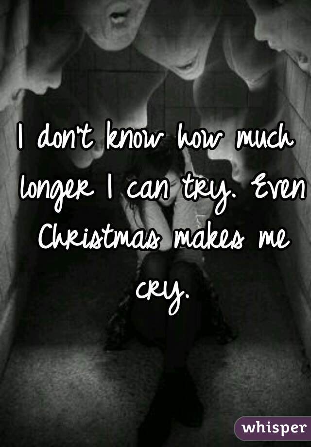 I don't know how much longer I can try. Even Christmas makes me cry.