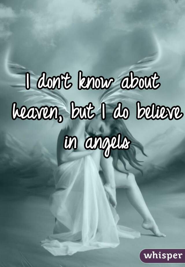 I don't know about heaven, but I do believe in angels
 