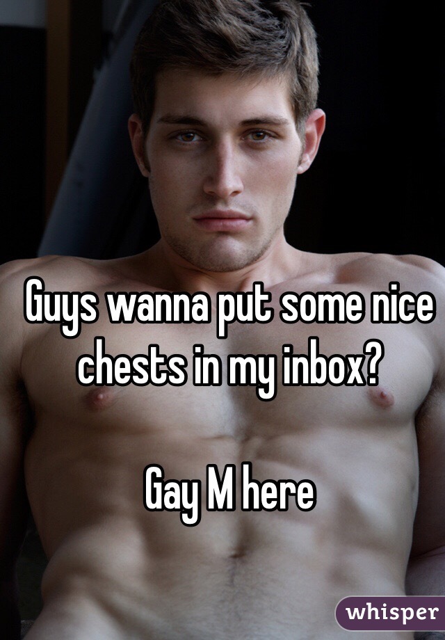 Guys wanna put some nice chests in my inbox?

Gay M here 