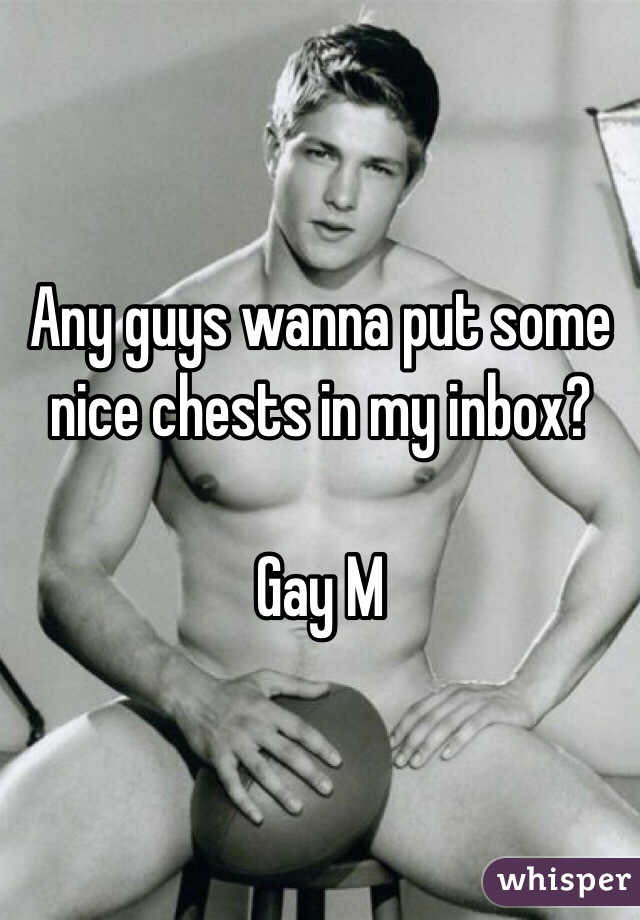 Any guys wanna put some nice chests in my inbox?

Gay M