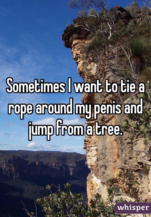 Sometimes I want to tie a rope around my penis and jump from a tree.