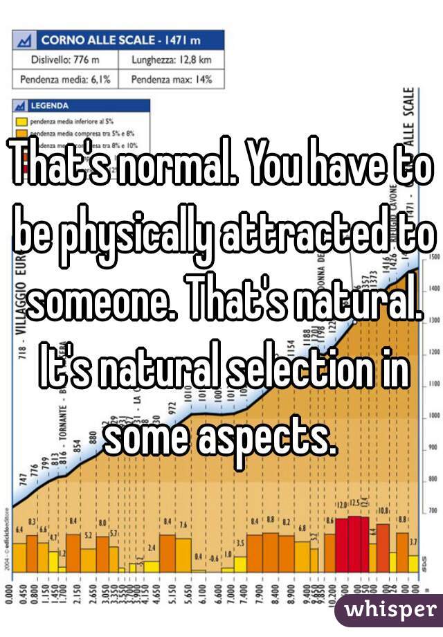 That's normal. You have to be physically attracted to someone. That's natural. It's natural selection in some aspects. 