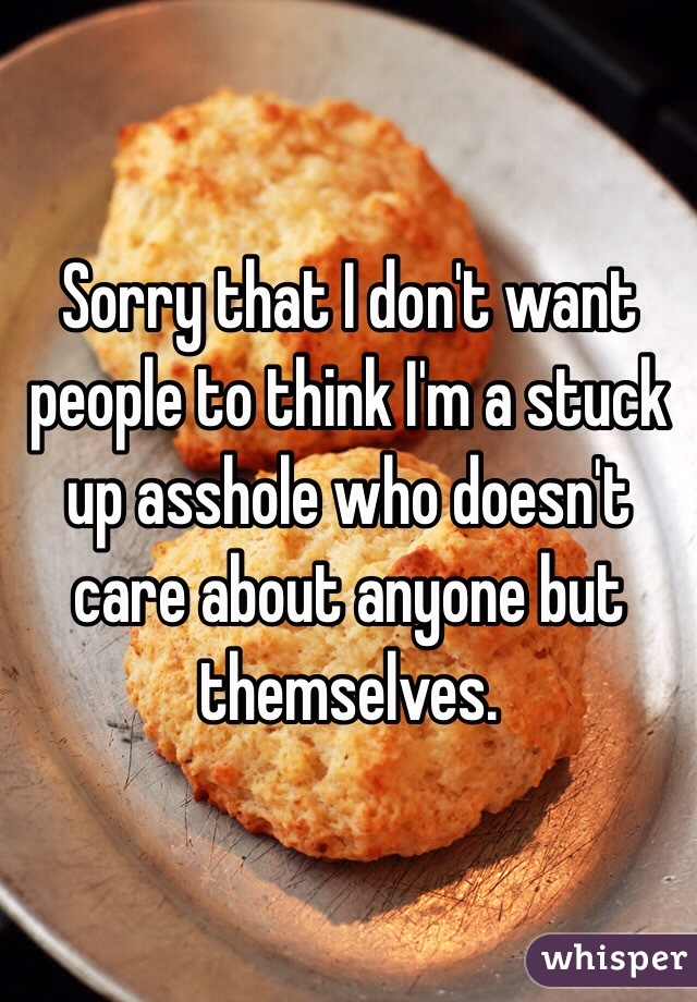 Sorry that I don't want people to think I'm a stuck up asshole who doesn't care about anyone but themselves. 